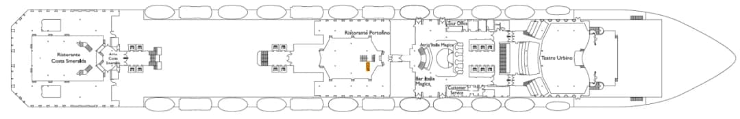 Szczegółowy plan pokładów Costa Magica - mapa wszystkich stref statku